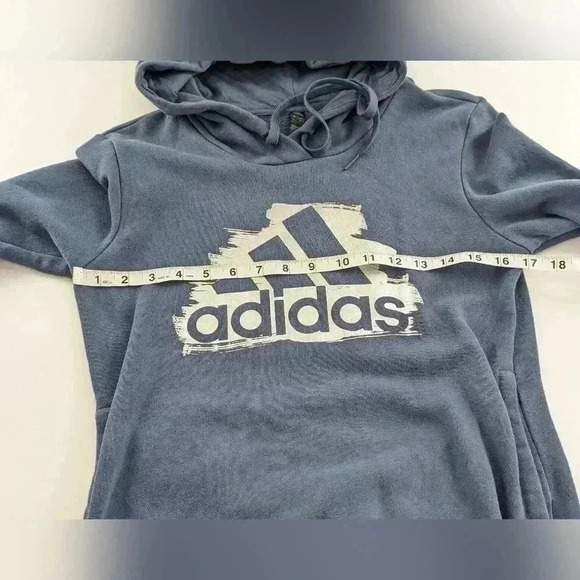 Adidas XS 4-6 Blue And Gray Pull Over Hoodie Warm Inside - Picture 5 of 9